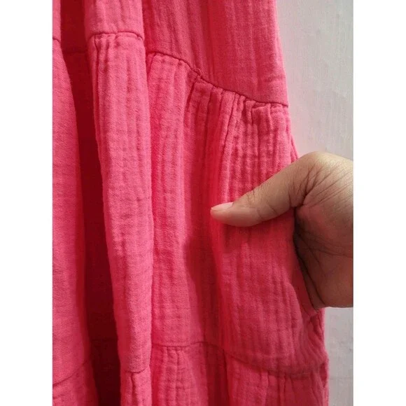 Xírena Nissa Mini Dress Pink Cotton Boho Tiered Summer Size Small Beach Vacation - Picture 5 of 10